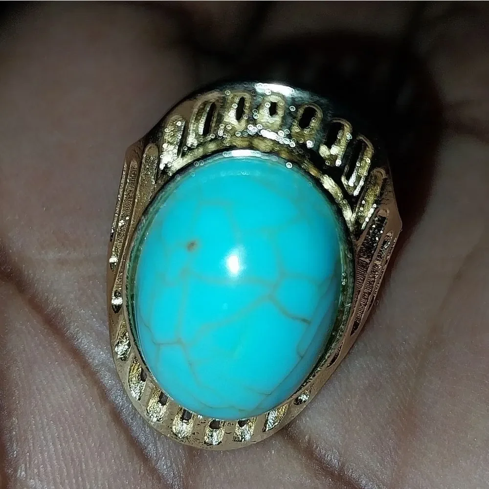 Hand crafted vintage bohemian turquoise ring unisex